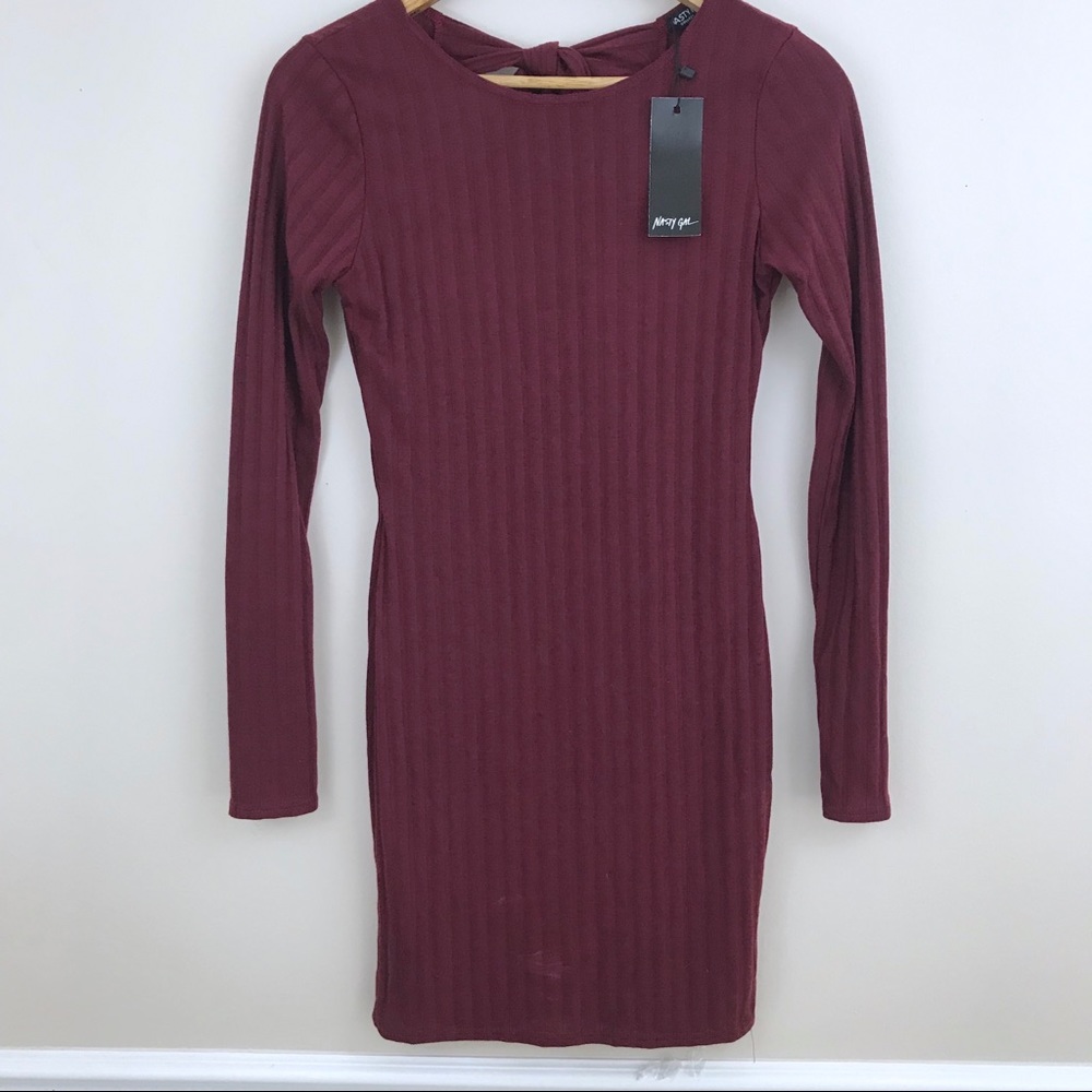 NWT Nasty Gal Ribbed Tie Back Body-con Dress